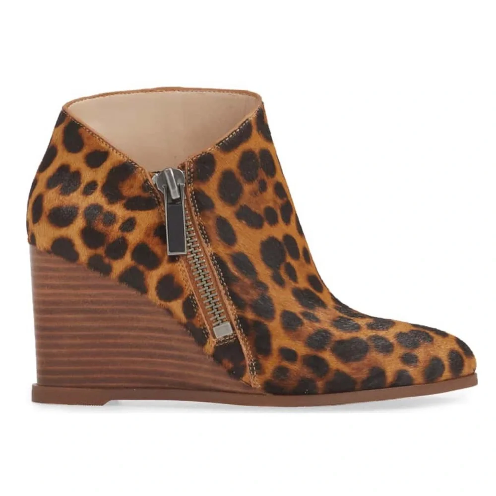 1. STATE Leopard ‘Kaleb’ Calf Hair Wedge Booties | Size 6.5 - Picture 4 of 15